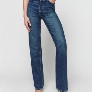 Reformation Cynthia high rise straight long jeans- Lanier Wash